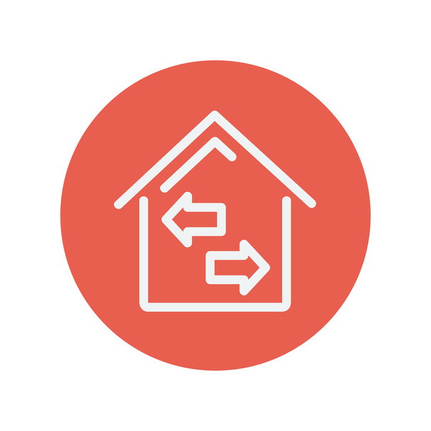 House with left and right arrow thin line icon - Вектор, зображення