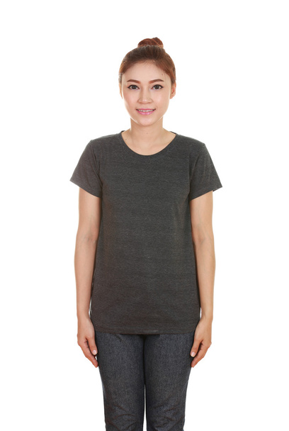 young beautiful female with blank t-shirt  - Foto, afbeelding