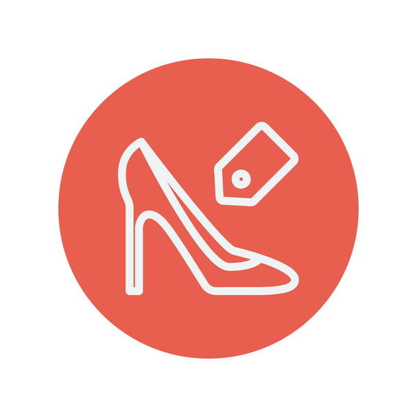 Shoe with tag thin line icon - Vector, afbeelding