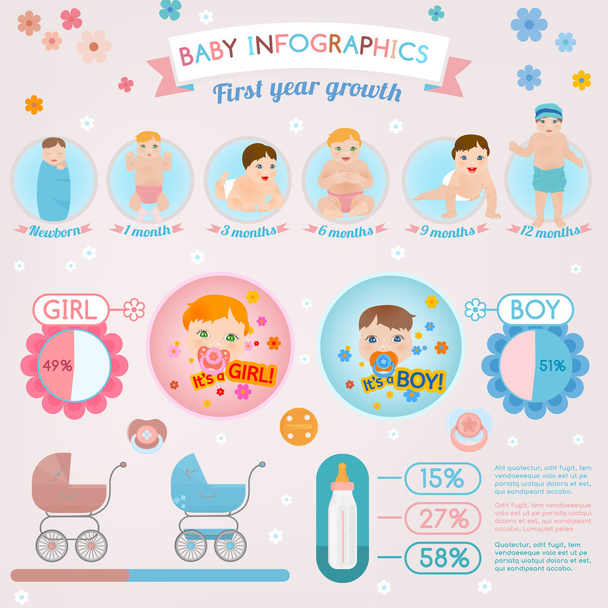 Baby infographic - Вектор,изображение