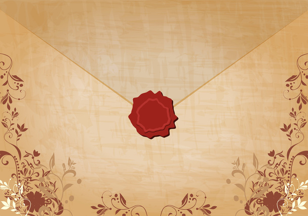 Beautiful floral vintage envelope illustration - Вектор,изображение