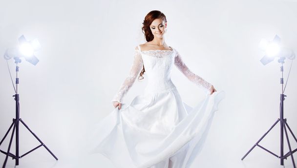 Beautiful bride in wedding dress,  the Studio - Foto, Imagem