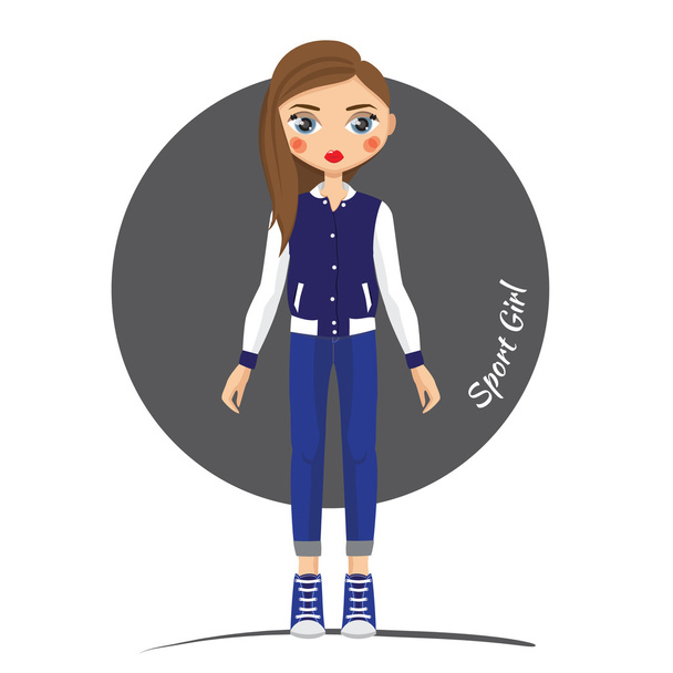 Girl doll in sportswear. Sportswoman - Vector, Imagen