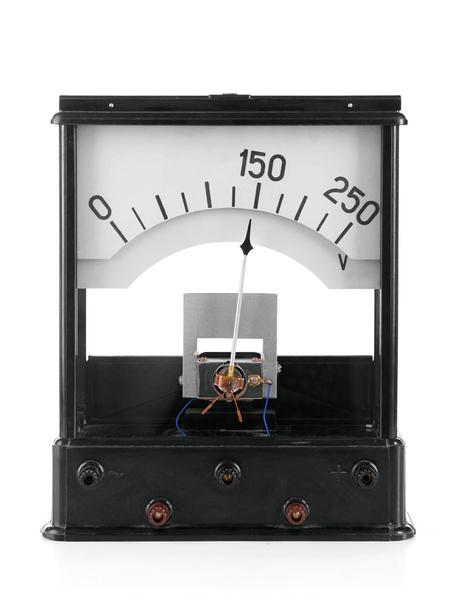 Vintage voltmeter isolated on white - Photo, image