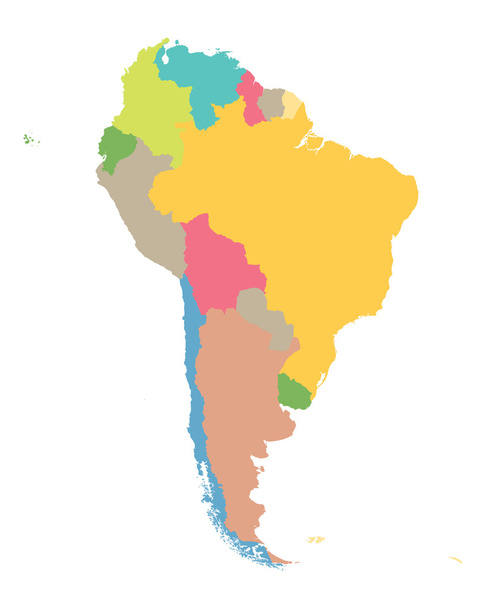 farbenfrohe Karte von Südamerika - Vektor, Bild