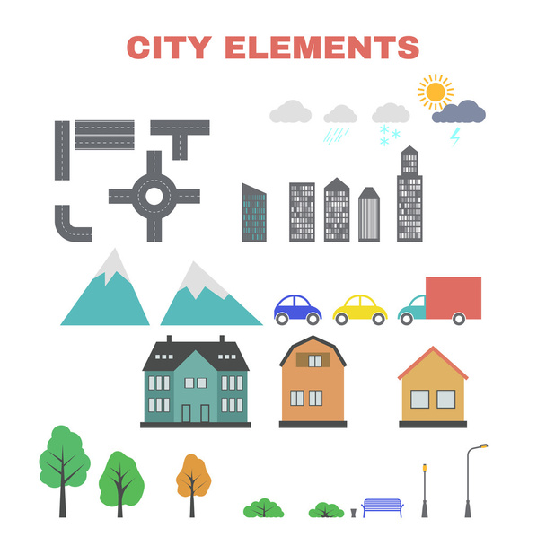 City elements for creating your map. Vector - Vetor, Imagem