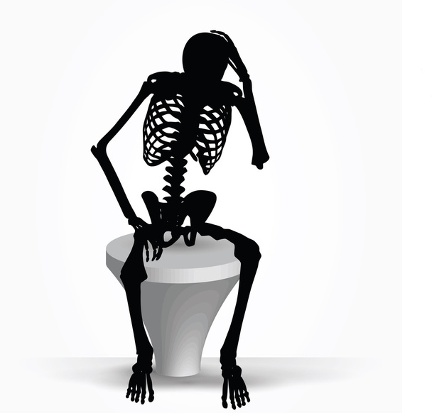 esqueleto silueta en pose de pensamiento
 - Vector, imagen