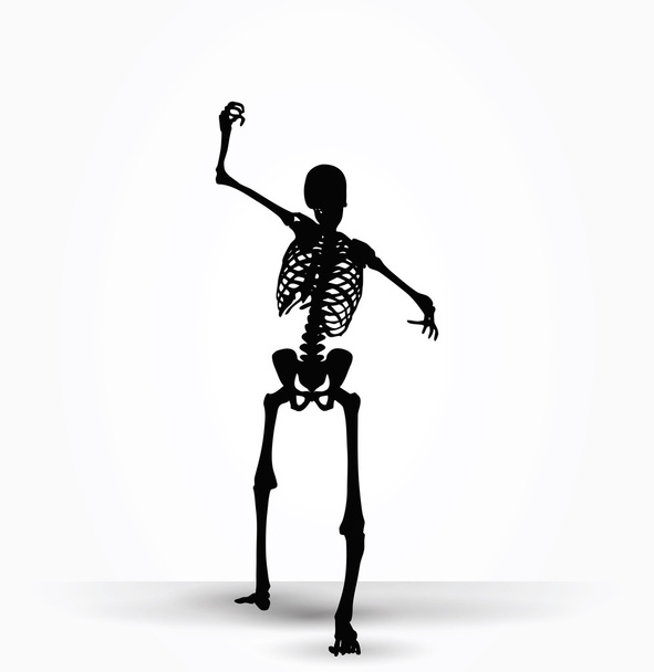 Силуэт скелета в пугающей позе
 - Вектор,изображение