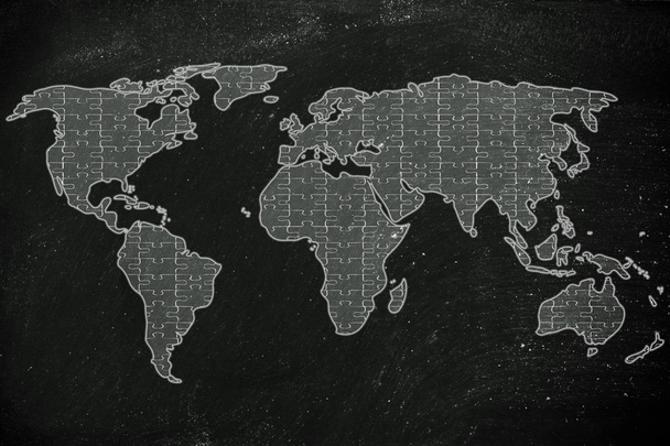 world map made of jigsaw puzzle pieces - Fotografie, Obrázek