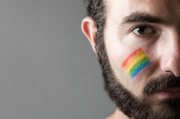 Man with Rainbow Cheeks - Photo, Image