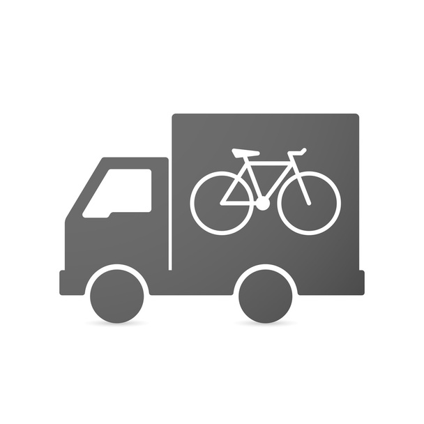 İzole teslimat kamyonu simgesi bir bisiklet ile - Vektör, Görsel