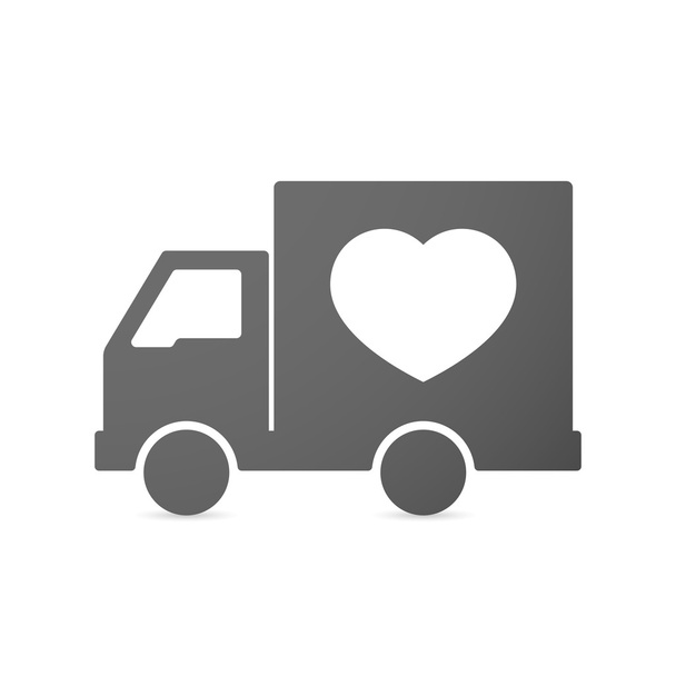 Isolated delivery truck icon with a heart - Vector, Image