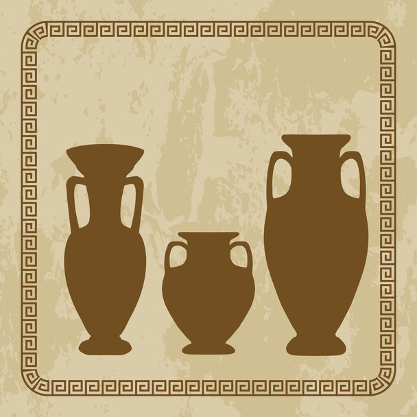 antique vases on  grunge background - Vector, Image