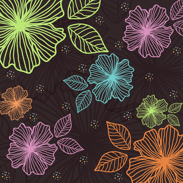 Dark background of colorful flowers - Vektori, kuva