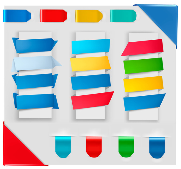 Grande coleção de banners de papel origami coloridos e adesivos. Vetor illus
 - Vetor, Imagem