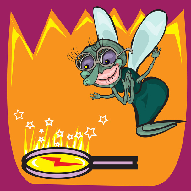 Niedliche kleine Zeichentrickfliege Insekt - Vektor, Bild