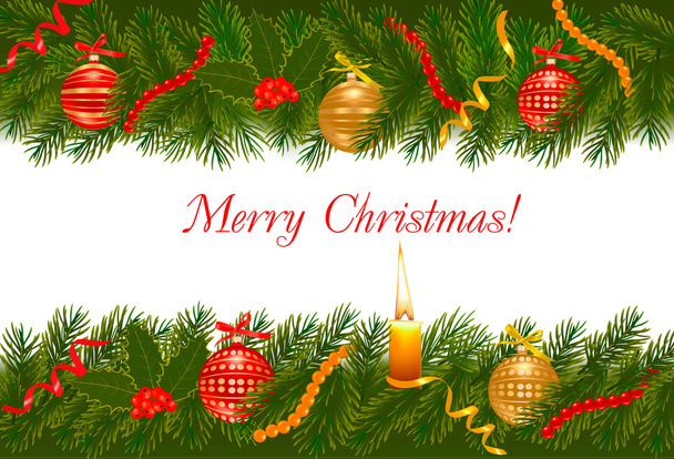 Weihnachten Hintergrund mit Weihnachtsbaum mit Kerze. Vektorillustration. - Vektor, Bild