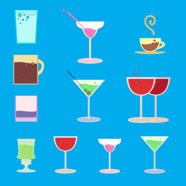 Set of different drinks in bar - Vector, Image