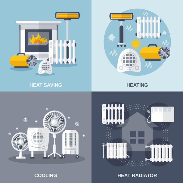 Verwarming en koeling Flat - Vector, afbeelding