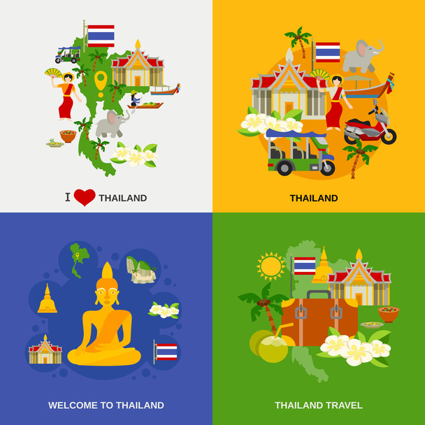Tayland turizm Icons Set  - Vektör, Görsel