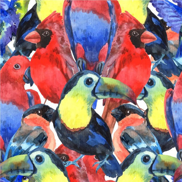 熱帯の鳥色のシームレス パターン - ベクター画像