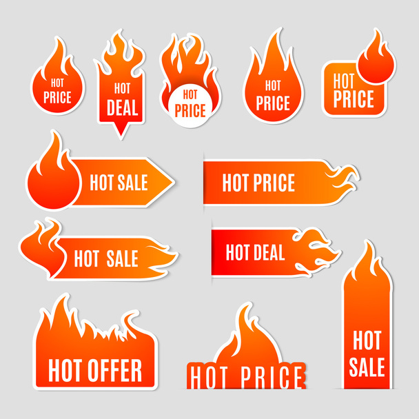 Fire Sale Flat Icon Set - Wektor, obraz