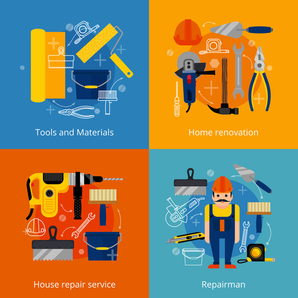 Repair service and renovation icons set - Vector, Image