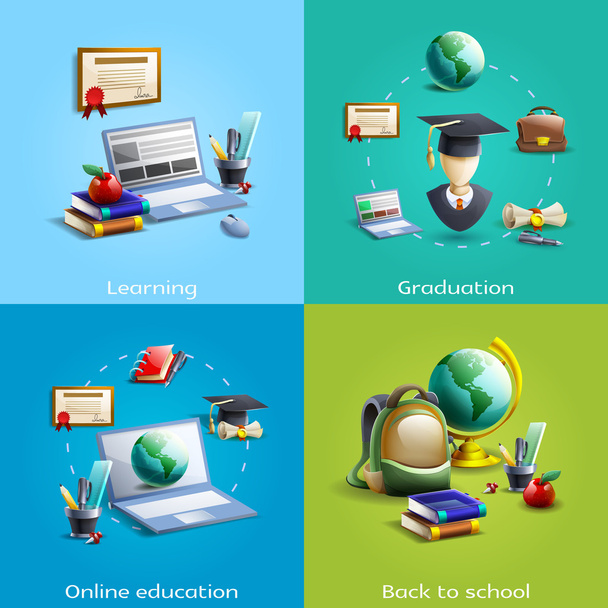 Education and learning icons set - Vector, Image