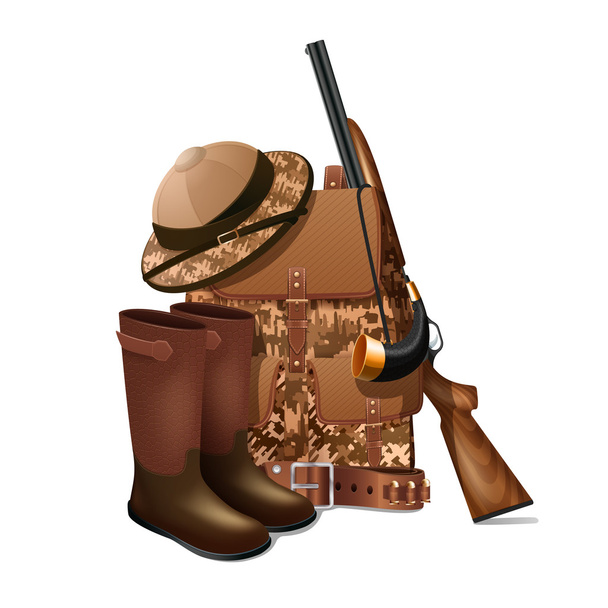 Hunting equipment retro icon - Вектор,изображение