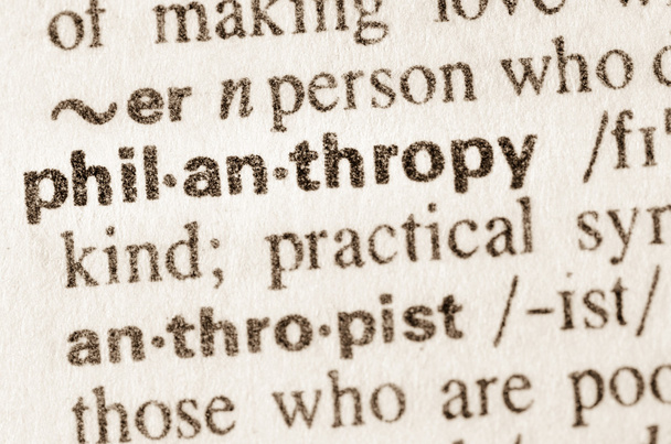 Woordenboekdefinitie van woord philantropy  - Foto, afbeelding