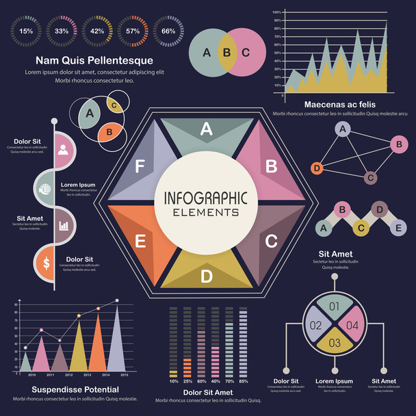 Set of various statistical business infographic elements. - Vector, Image