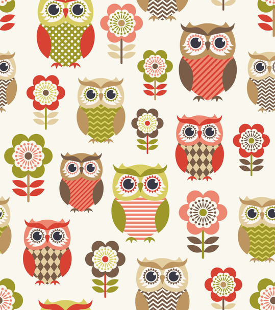 owls cartoon pattern - ベクター画像