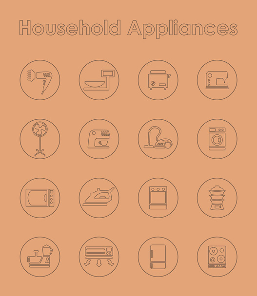 Set of household appliances simple icons - Vector, Image