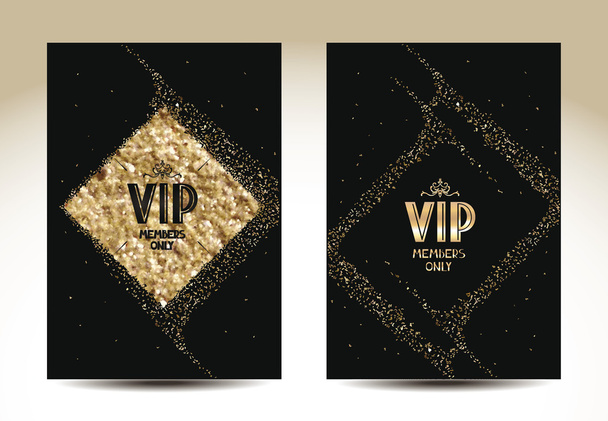 VIP cards with gold texture elements - Vector, Image
