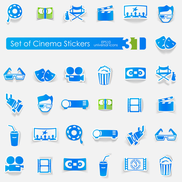 Set bioscoop stickers - Vector, afbeelding