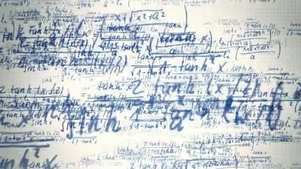 Handwritten math formulas flying through the camera - Footage, Video