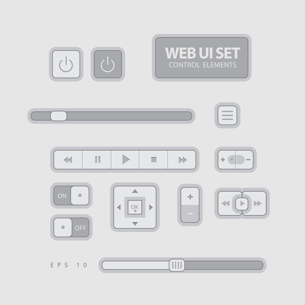 Web UI Elements Flat Design Gray - Vector, afbeelding