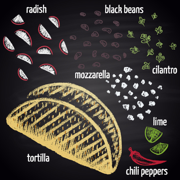 tacos vegetarianos com ingredientes
. - Vetor, Imagem