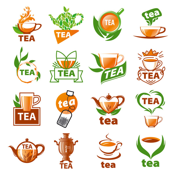 gran conjunto de vectores logos de té
 - Vector, imagen