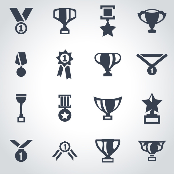 Vector black trophy and awards icon set - Vector, Image