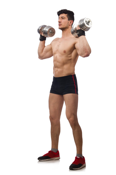 Muscular man with dumbbells - Foto, imagen