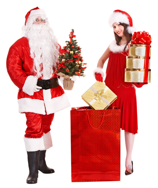 Санта-Клаус и рождественская девочка
. - Фото, изображение