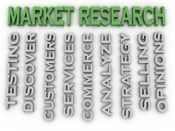 3d image Market Research issues concept word cloud background - Photo, Image