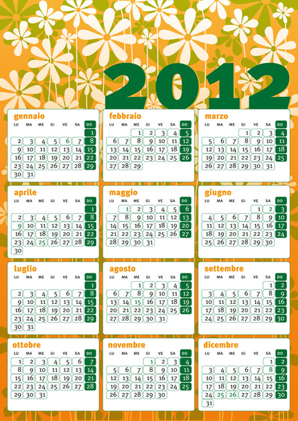 Jahrgang siebziger Jahre 2012 Kalender - Vektor, Bild
