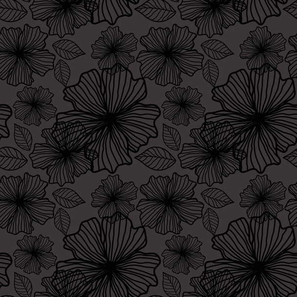 Seamless background of flowers on a dark background - Вектор, зображення