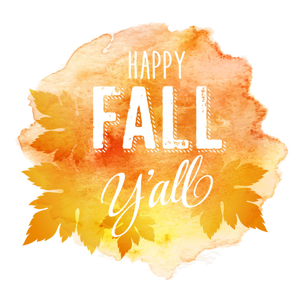 Etiqueta de otoño vectorial sobre fondo acuarela colorido
 - Vector, Imagen
