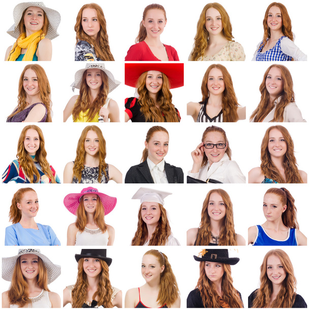 Collage aus vielen Gesichtern aus demselben Modell - Foto, Bild