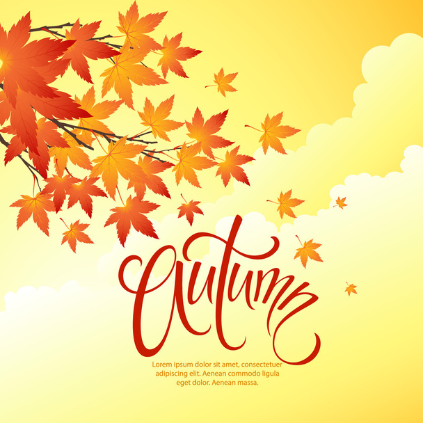Podzimní listí pozadí oblohy. Vektorové ilustrace - Vektor, obrázek