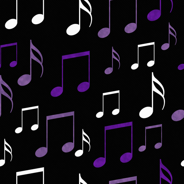 Purple, Black and White Music Notes Tile Pattern Repeat Backgrou - Photo, Image