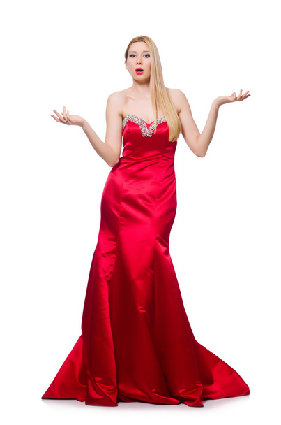 Woman in pretty red evening dress - Фото, изображение